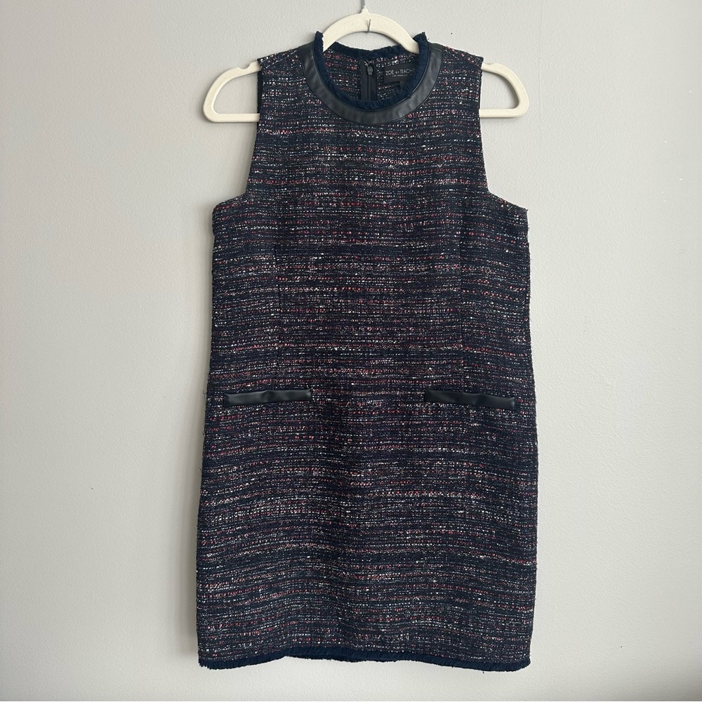 Rachel Zoe Tweed Sheath Dress Navy Size 4